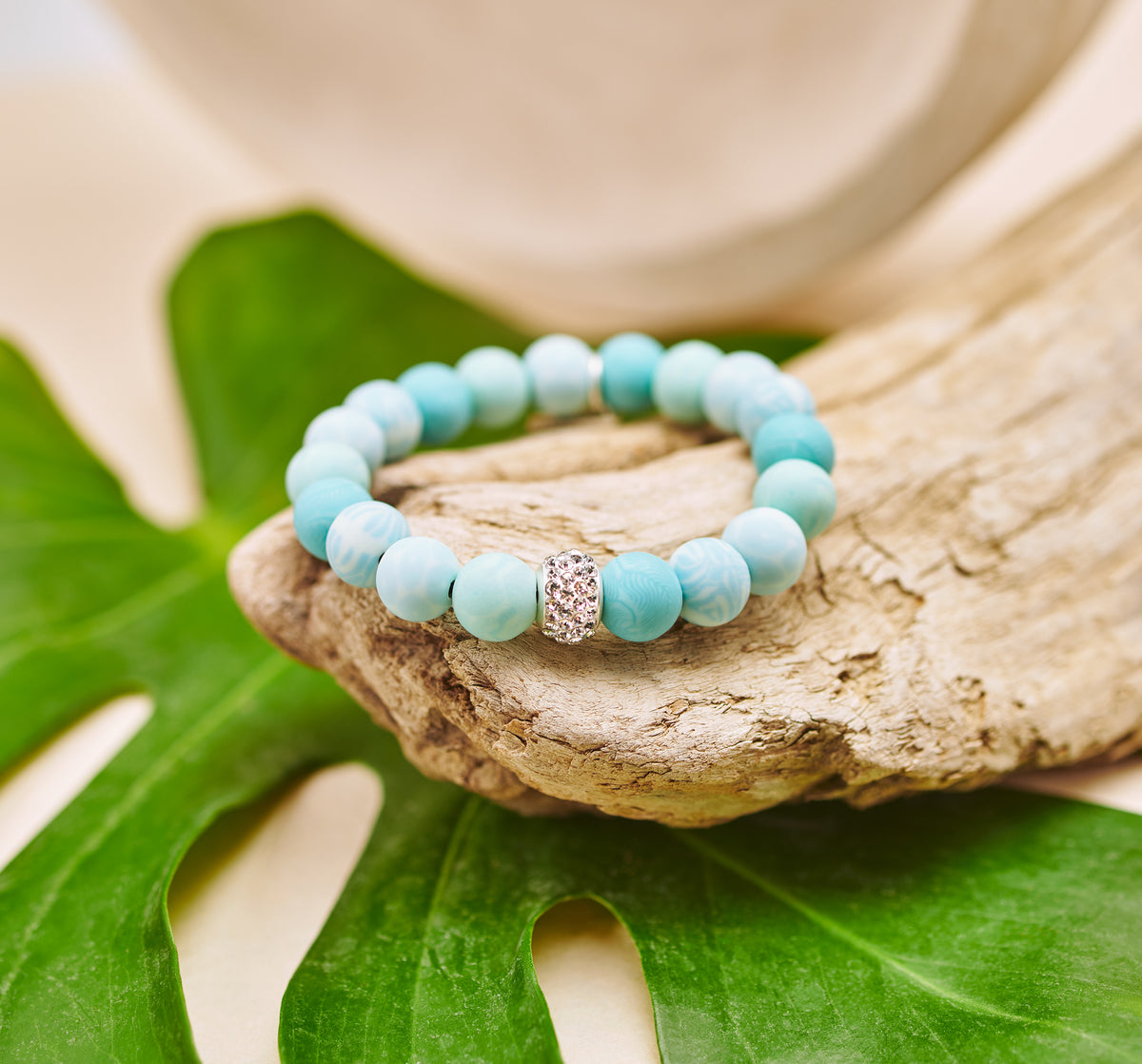 Maui Blue Crystal Stretch Bracelet