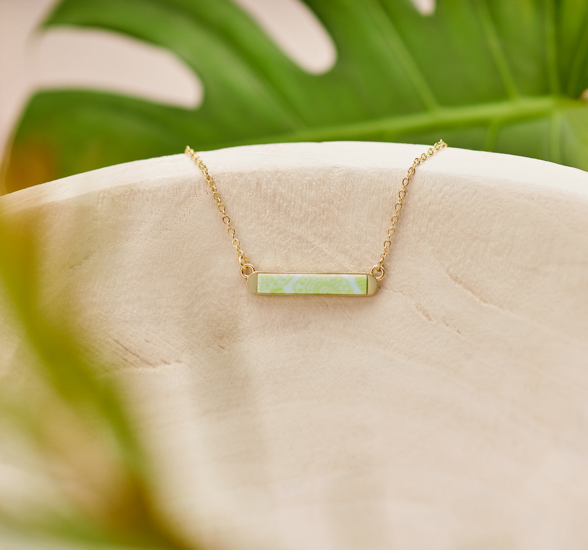 Seaside Green Reversible Mini Bar Necklace