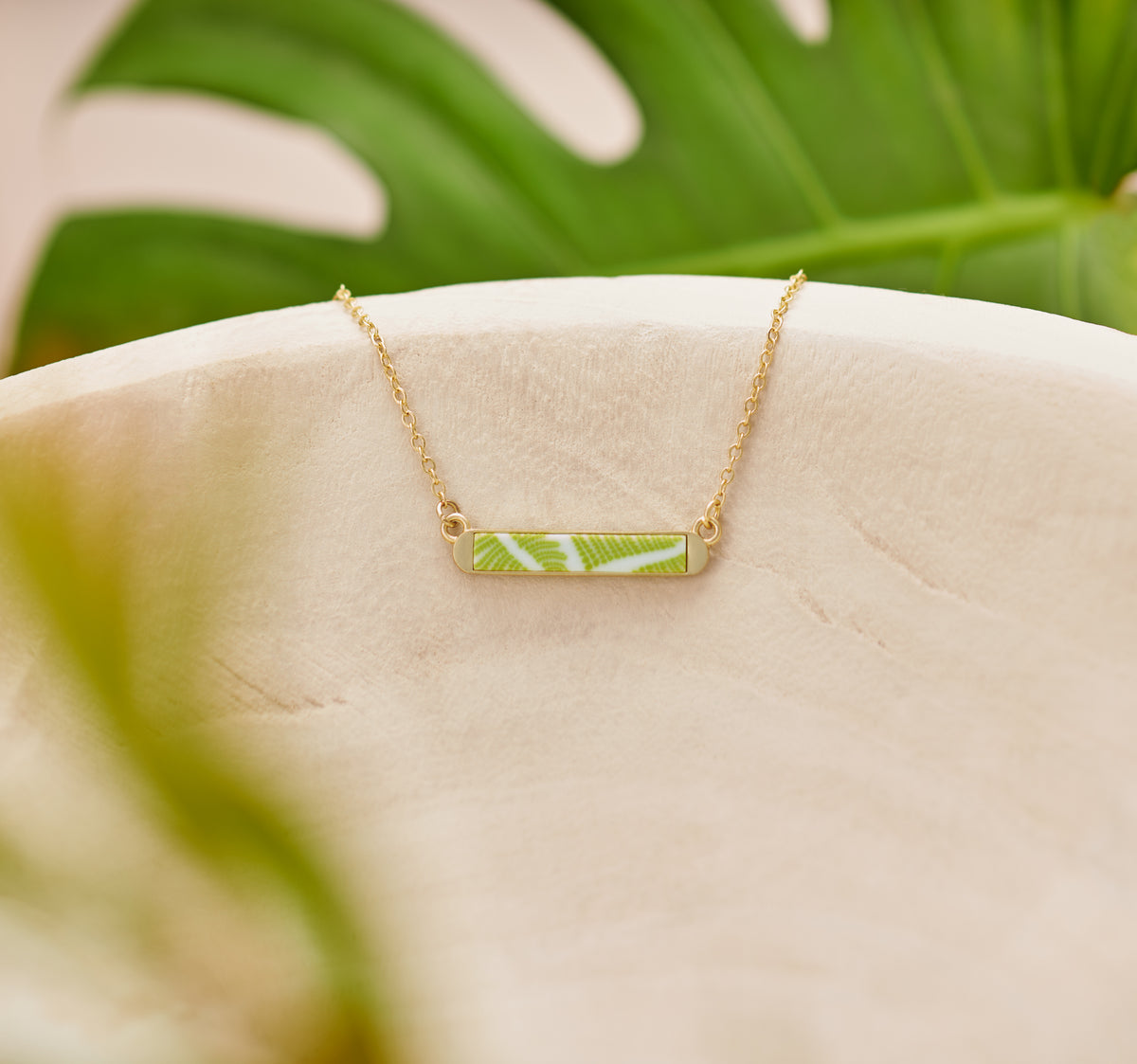 Seaside Green Reversible Mini Bar Necklace