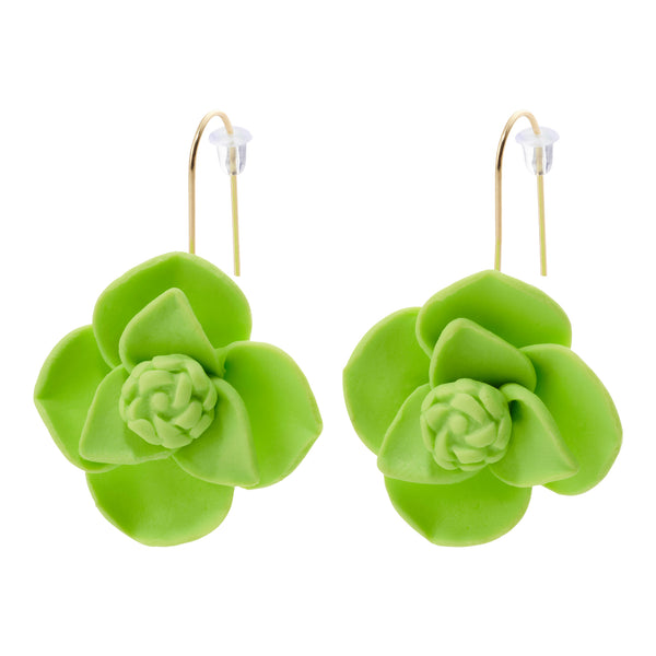 Seaside Green Clay Flower Earrings JILZARAH