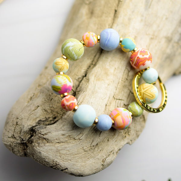 Beach Day Small Bead Wrist Keychain - JILZARAH