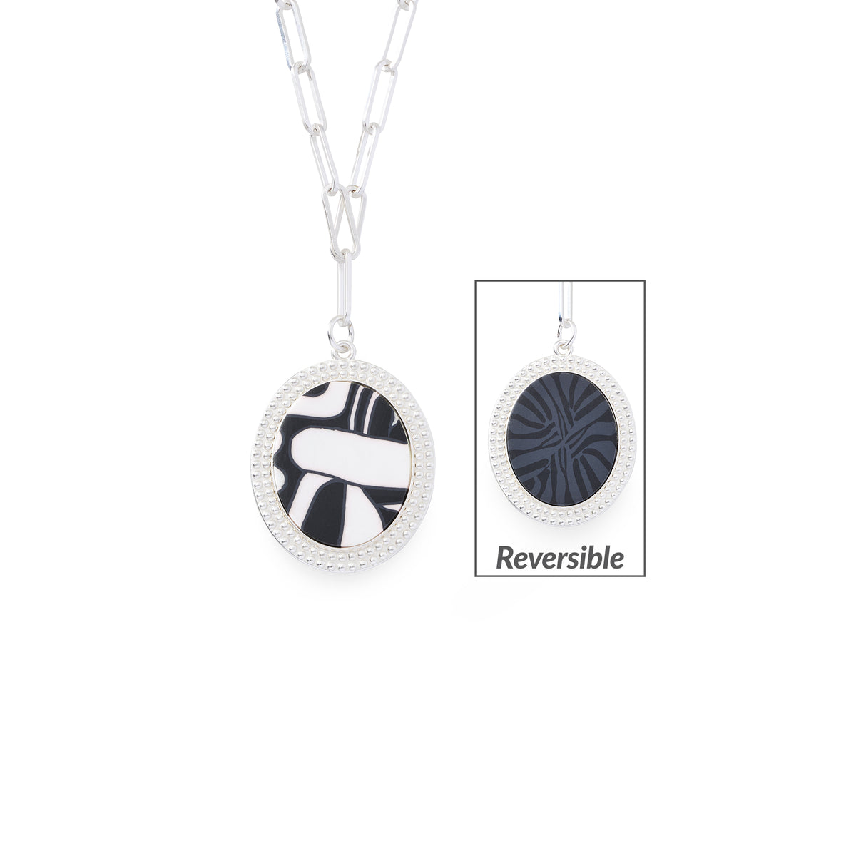 Noir Reversible Link Medallion Necklace