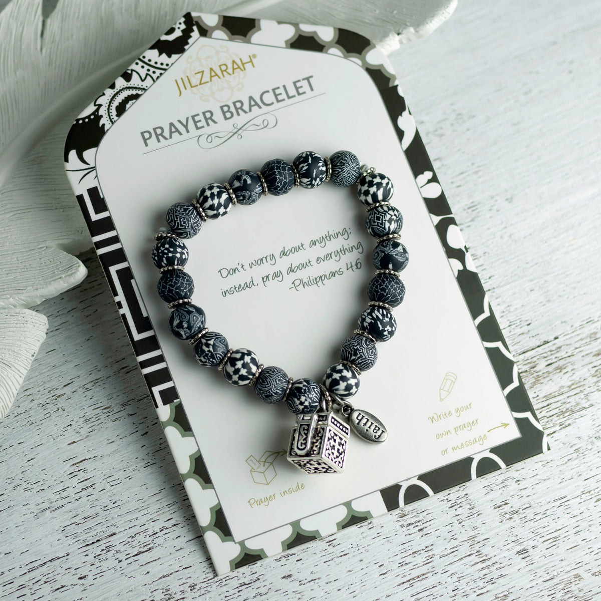 Black White Prayer Bracelet