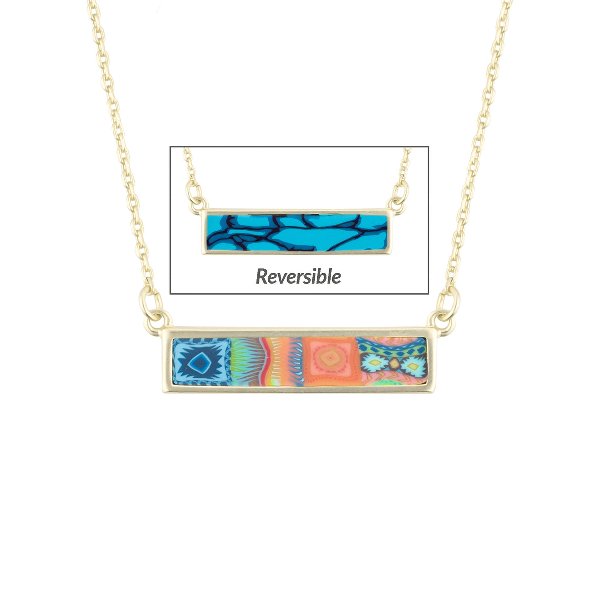 Sedona Sky Gold Reversible Bar Necklace