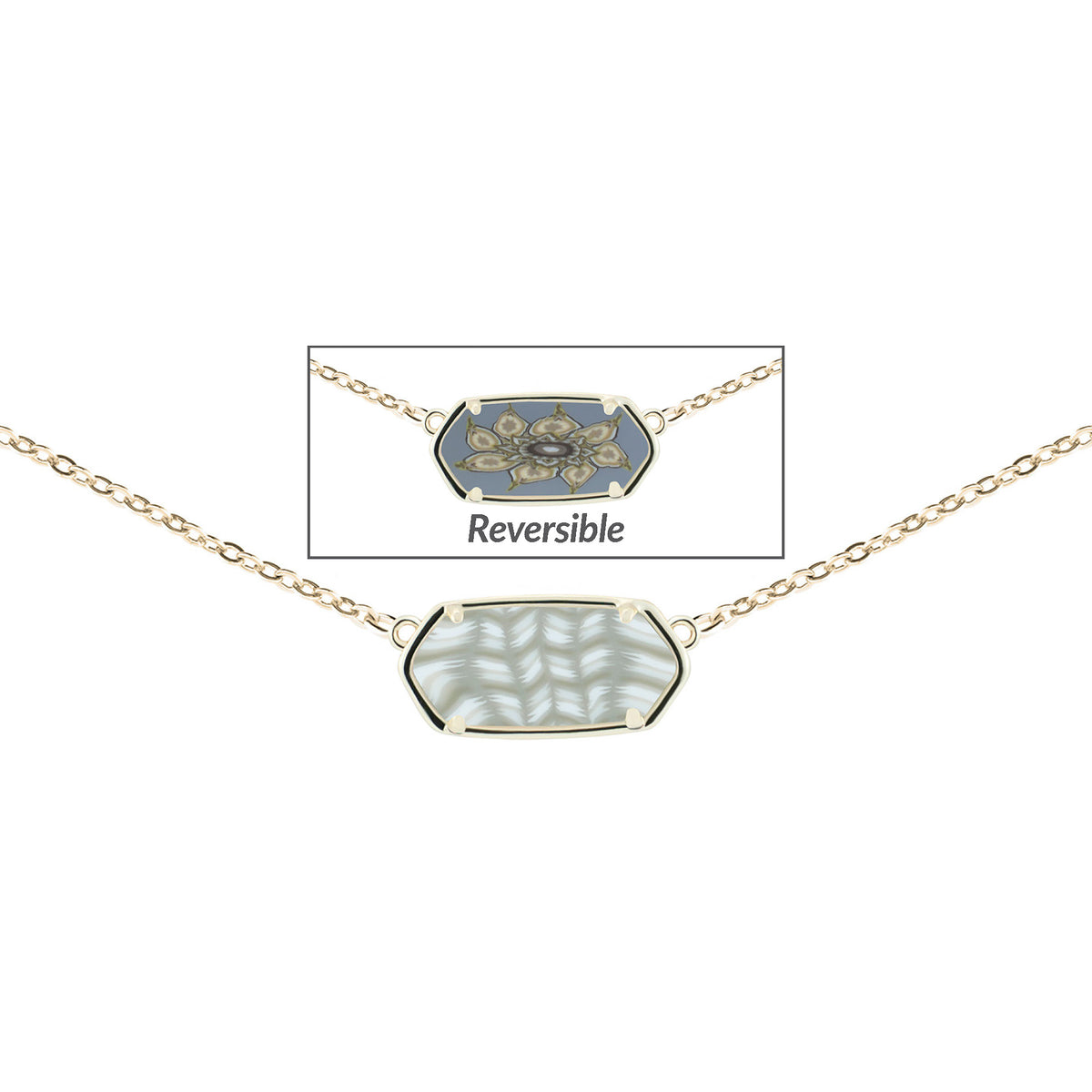 Linen 14K Gold Reversible Hex Short Chain Necklace