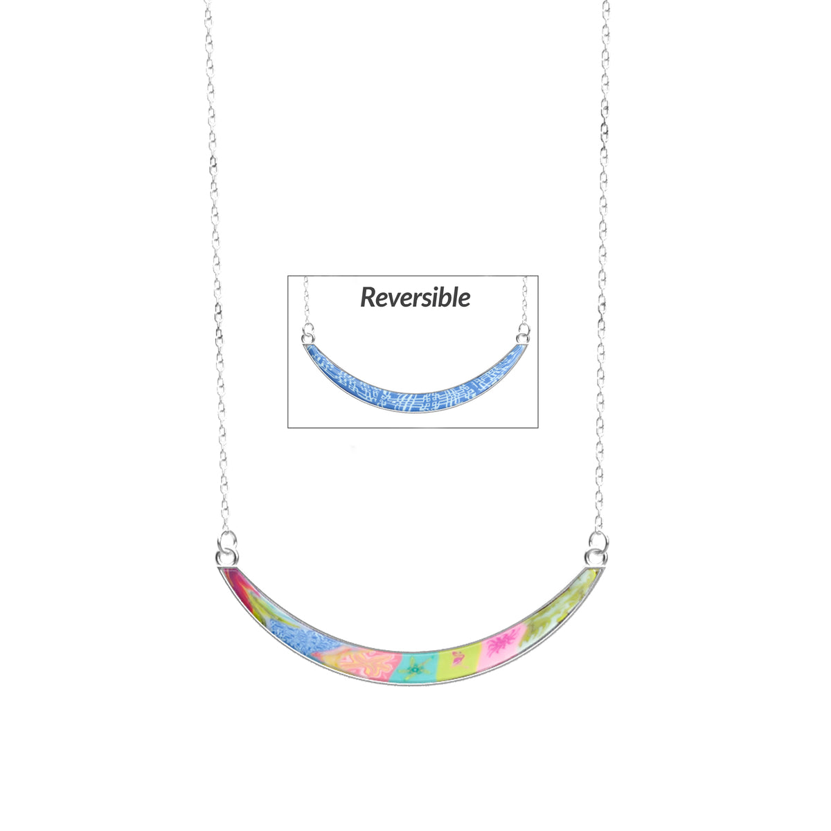 Tahiti Silver Reversible Curve Necklace