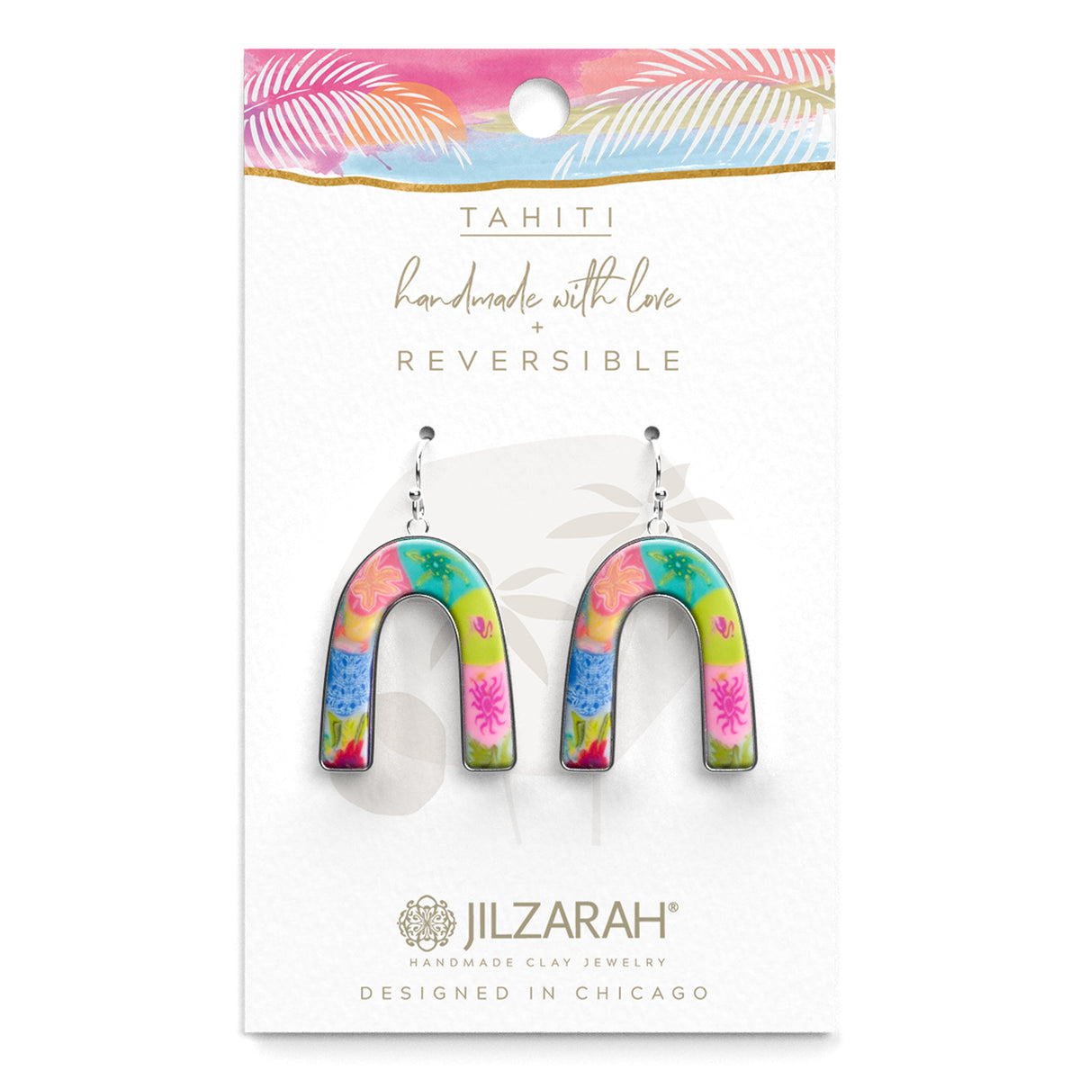 Tahiti Silver Reversible Arc Earrings