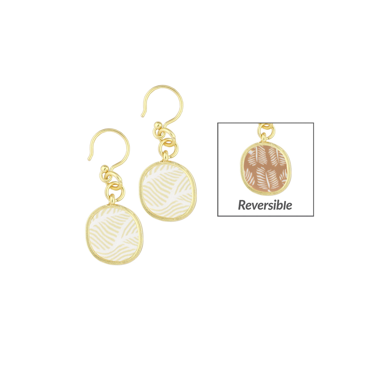 Ivory Palm Reversible Coin Earrings