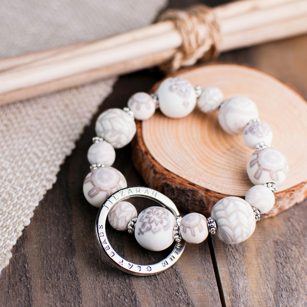 みるぴぃハンドメイドブレスレット8mm10mm16cm Linen Small Bead Wrist Keychain - JILZARAH
