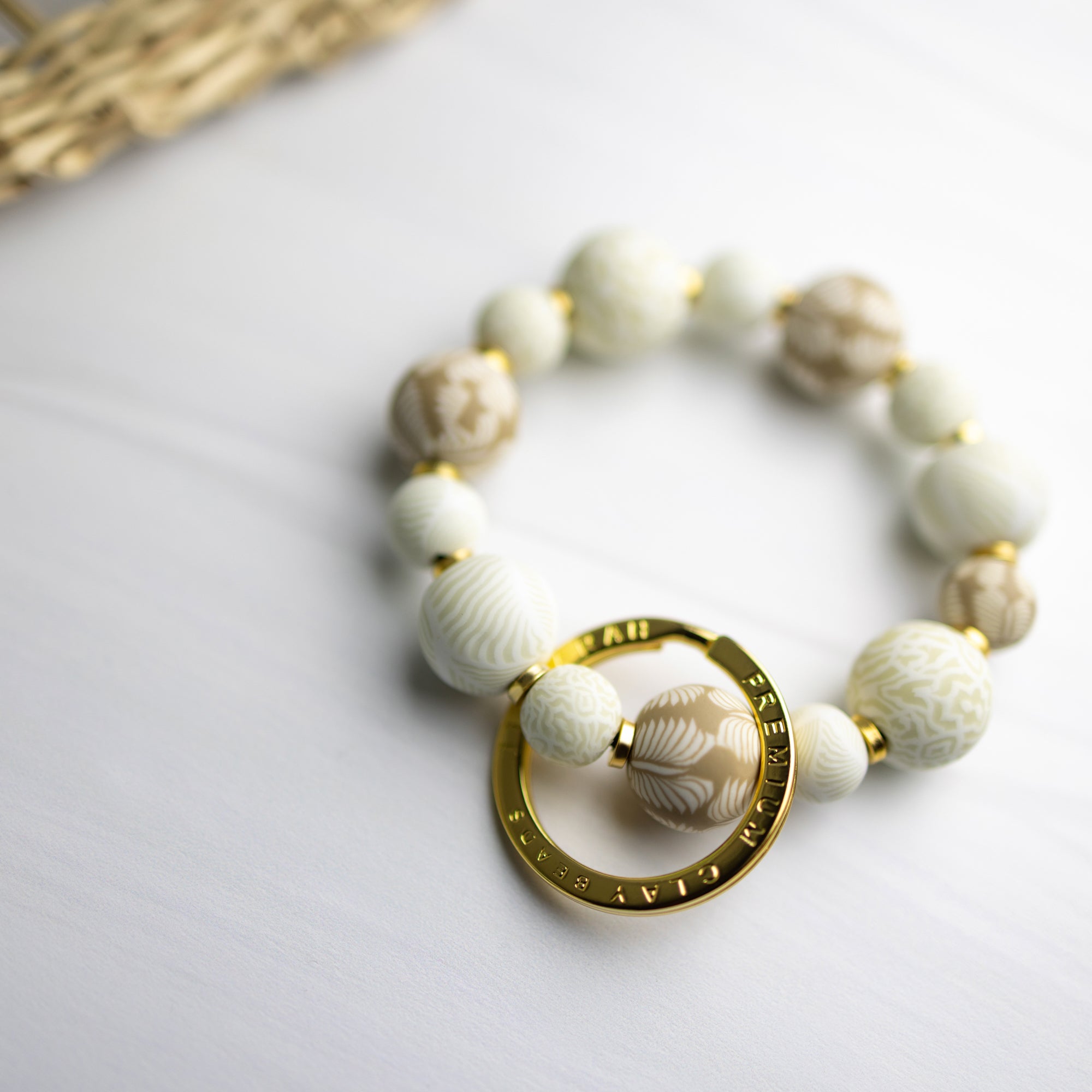 Ivory Keychain Ivory Palm Small Bead Wrist Keychain - JILZARAH